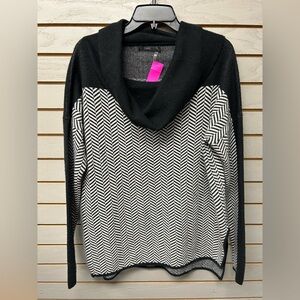 THML Black and Cream Chevron Turtleneck Sweater
